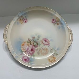 Vintage plate. Royal Rudolstadt, Prussia flower print with handles.
